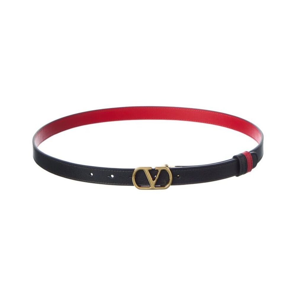 Valentino Vlogo Signature 20 Reversible Leather Belt, Black